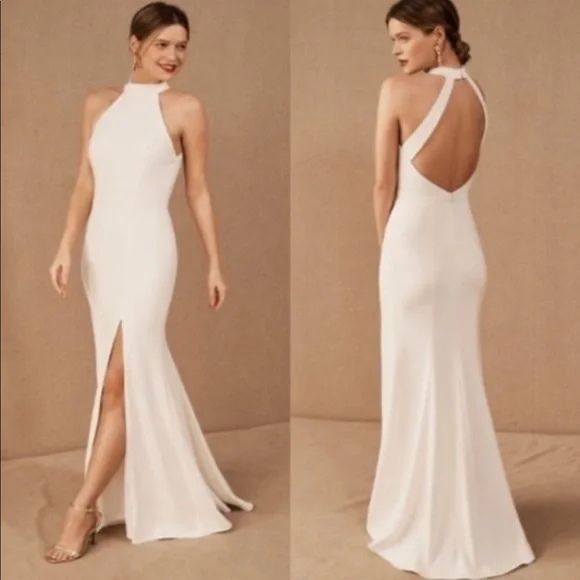 BHLDN | Dresses | Nwt Bhldn Montreal Ivory Crepe Halter Maxi  display picture 1